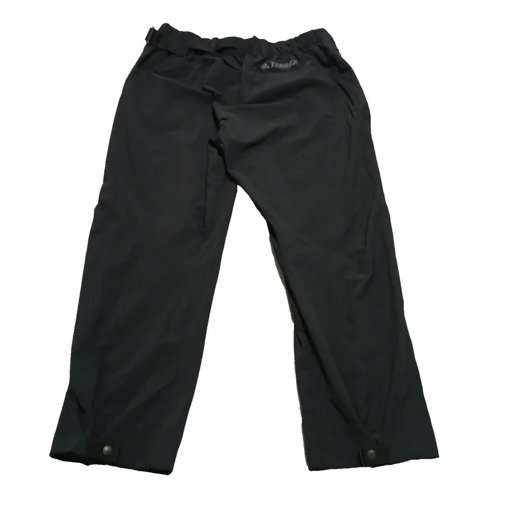 Adidas‎ Terrex Pants Size L Black Hiking Performance Belted Snap Cuff Mens